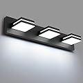 SineRise LED Modern Bathroom Vanity Light Fixtures (3-Light, 24-Inch), Matte Black Modern Acrylic Bathroom Wall Lighting Fixtures Over Mirror (Cool White 6000K)