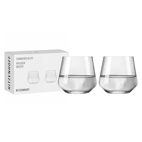 8000001 - Bicchiere da acqua 400 ml serie con taglio solare 2 bicchieri con struttura in rilievo made in Germany