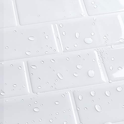 HyFanStr Peel and Stick Wall Tiles for Kitchen, White 3D Stick on Tiles for Bathroom, Waterproof Subway Tile Backsplash 12"x12" (Pack of 4)