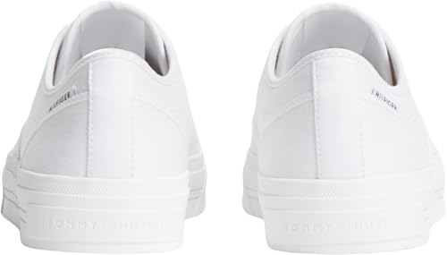 Tommy Hilfiger Herren Cupsole Sneaker Long Lace Canvas mit Logo, Weiß (White), 43 – Ansicht 4