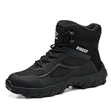 DINGGU Mens Work Boots Comfortable Steel Toe Boots for Men Safety Composite Toe Industrial & Construction Boots Black 10.5