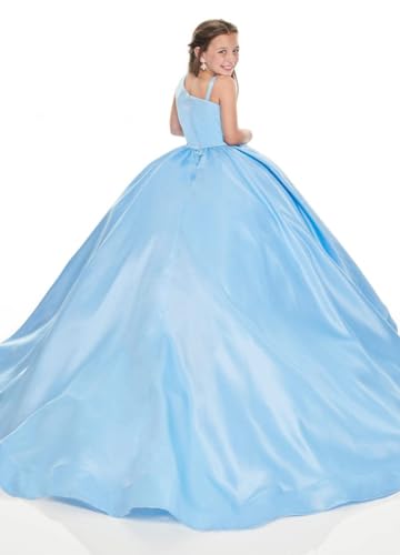 Flower Girls Satin One Shoulder Pageant Dresses Pocket Kids Birthday Communion Gowns with Bow3