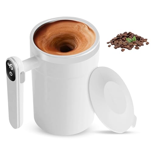 Tasse à mélanger automatique 400 ml Tasse à café à mélangeur automatique : tasse à mélanger magnétique automatique avec couvercle, rechargeable par USB Tasse...