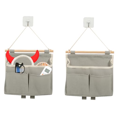 2 Pieces Organizador Colgante, Bolsa Colgante Tela, Organizador de Pared Colgante con Bolsillos, Bolsa de Almacenamiento para Colgar, Pared Colgando Almacenamiento Bolso para Cocina Oficina (Gray)