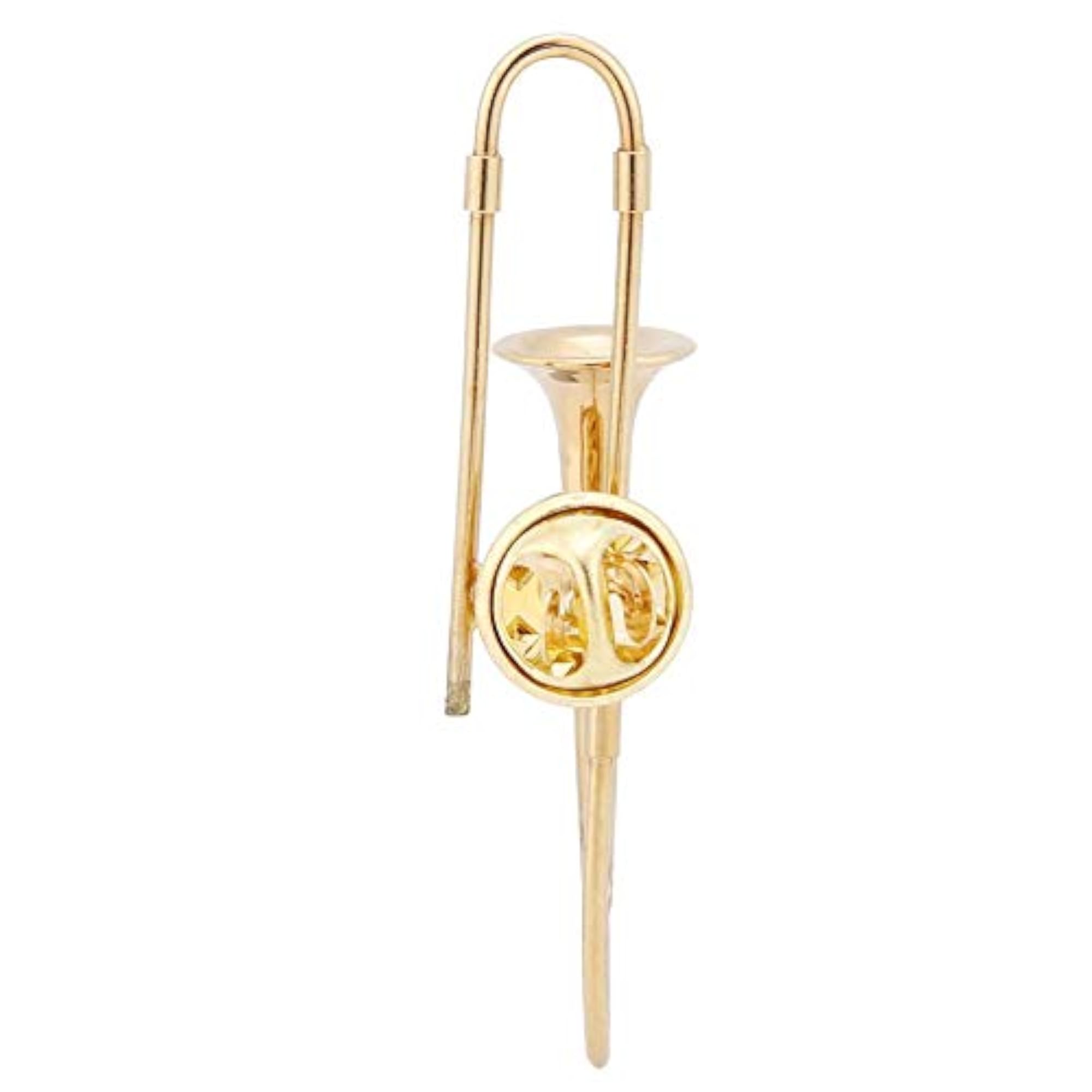 Miniature Gold Plated Trombone Brooch, Unique Gift