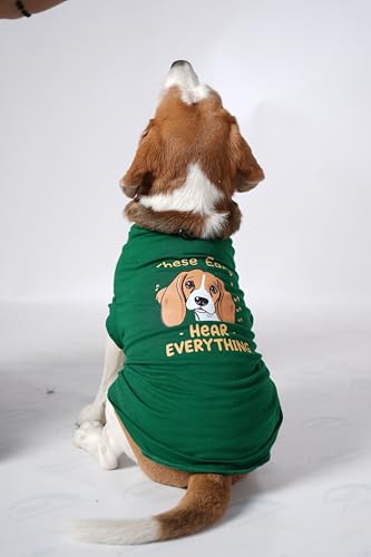 Image of Thunder Tails Premium Cotton Dog T-Shirt | Adjustable Neck | for Medium Dogs | Green | X Large | for Beagle