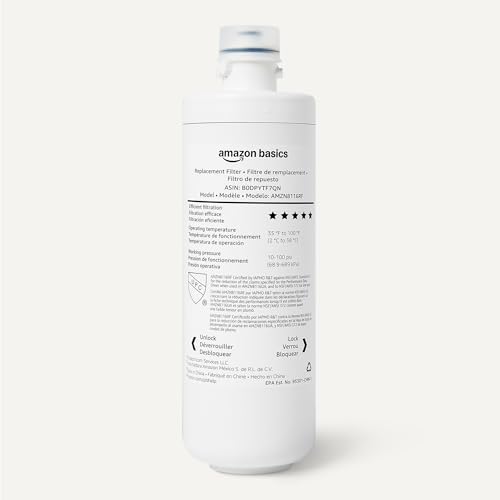 Image of Amazon Basics Replacement Filter Cartridge for Under Sink Water Filter System, Reduces Chlorine, Bad Taste & Odor, NSF /ANSI 42 & 372 Certified, 1 Year Service Life, 11,000 Gallons, White