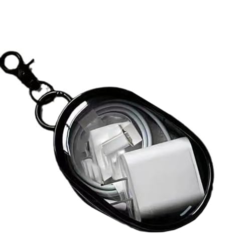 Mini Bolsa Portátil Transparente Com Zíper Com Carregador, Fones De Ouvido E Estojo De Acessórios De Viagem (Preto)