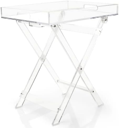 Modern Design | Acrylic Side Table Deluxe | Clear Folding Tray End Table Chic Accent Side End Table - Kitchen and Bar Serving Table