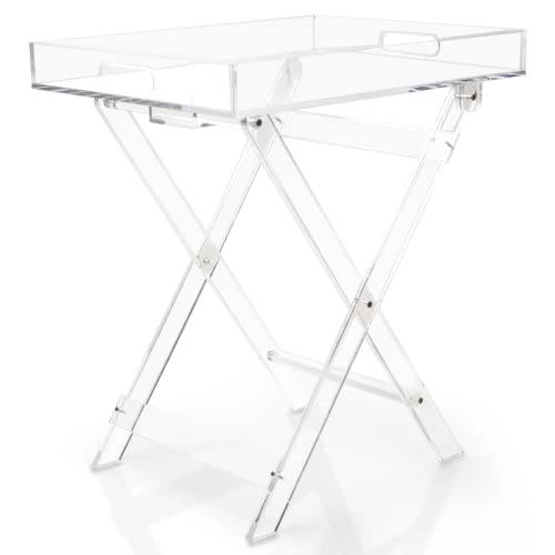 Modern Design | Acrylic Side Table Deluxe | Clear Folding Tray End Table Chic Accent Side End Table - Kitchen And Bar Serving Table #TOP30