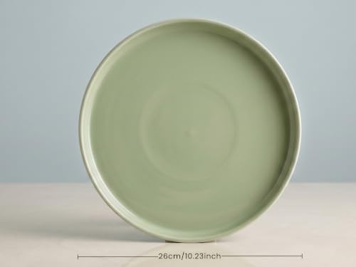 Image of Bodhi House 12-Piece Ribbed Porcelain Dinner Set for 6 | 6 Dinner Plates & 6 Katori, Chip Resistant, Microwave & Dishwasher Safe Crockery Set for Home, Dining & Gifting, Tea Green