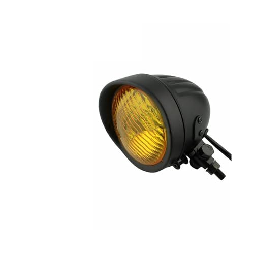 KUNYOS Faros De Motocicleta Para Softail Para Dyna Para Cruiser Bobber Hopper Para Sportster Faro Delantero De Motocicleta H4 Luz Halógena De Luz Alta/baja(Black Amber)