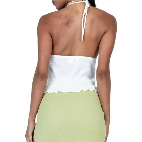 Women Front Tie Top Y2k Halter Neck Flowy Summer Going Out Tank Top Streetwear3