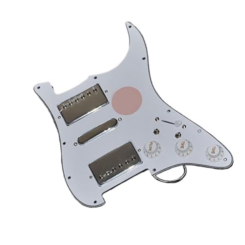 エレキギター ピックガード ピックアップ ロ エレキギターピックガードHSHピックアップダブルシングルダブルアイアンシェルピックアップサーキットアセンブリ(White pickguard)
