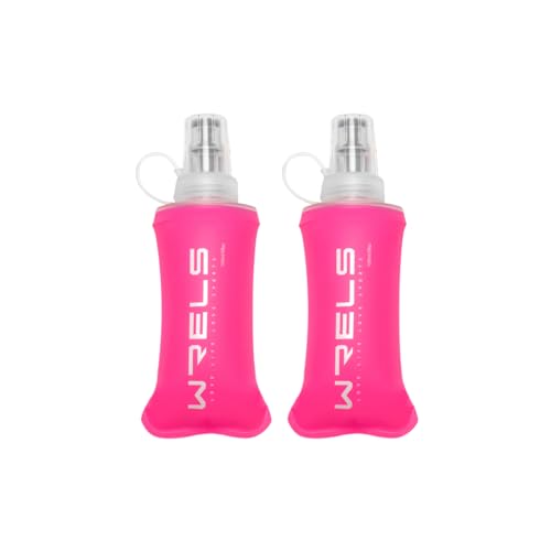 WRELS Gourde Souple Running Pliable,Pack de 2 150ml Flasque Running-Idéal pour Course à Pied, Trail, Randonnée-Sans BPA(Rose)