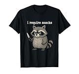 i require snacks raccoon graphic art joke costume umoristico maglietta