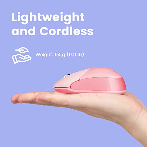Image of Perixx PERIMICE-802PK Wireless Bluetooth Mouse - Portable Design - Compatible with Windows, iOS, and Android PC, Laptop, Tablet, and Smartphone - Pink (12141)