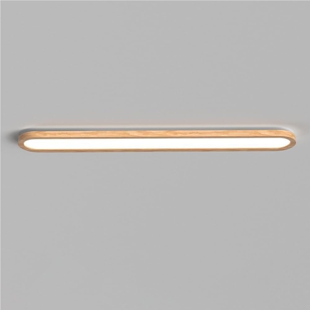 NHPJFDC Modern LED Wooden Ceiling Light, Ultra-Thin 100cm Flat Panel Lamp for Hallway & Living Room, Stepless Dimming, Japanese Design, Long Strip F Mount Fixture