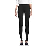 Lands' End Womens HR Serious Sweats Fleece Lined Pocket Leggings Black Regular Large