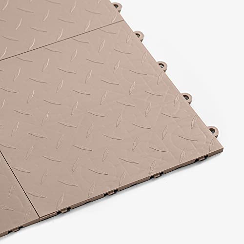 Incstores ⅜ Inch Thick Nitro Interlocking Garage Floor Tiles | Plastic Floor Tiles For A Stronger And Safer Garage, Workshop, Shed, Or Trailer | 12”X12” Tiles, Diamond, Sahara Sand, Pack Of 52 #TOP5