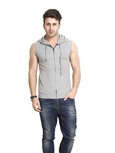 Image of GRITSTONES Men's Hooded Cotton Zipper Jacket T-Shirt