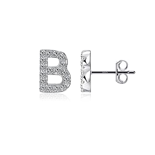 Initial Stud Earrings S925 Sterling Silver Post 14K Plated Dainty Letter Earrings Hypoallergenic Little Initial Studs for Women Girls Kids Sensitive Earrings