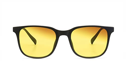 NIGHTBIRDS Night Driving Glasses - NightRaven Matte Black with Dual-Zone Anti-Glare Lens Technology for Men, Women, Medium/Large3