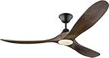 Monte Carlo 3MAVR60BKD Maverick Modern Energy Star 60' Ceiling Fan with LED Light and Hand Remote Control, 3 Balsa Wood Blades, Matte Black