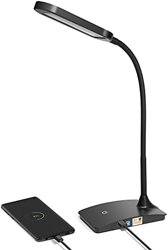 TW Lighting IVY20-40BK Ivy LED Desk Lamp with USB Port for Home Office - Super Bright Small Desk Lamp, a Perfect LED Desk Light as Study Lamp, Bedside Reading Lights (Black)