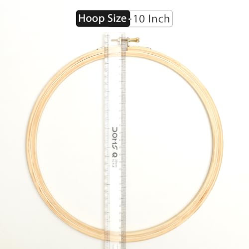 Image of EmbroideryMaterial 10 Inch Round Wooden Embroidery Hoop Ring Frame | for Hand Embroidery, Cross Stitch, Sewing, Painting, Craft & DIY Projects with Brass Screw (1 Piece)