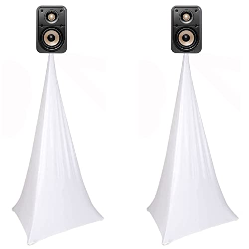 Speaker Stand Cover Tripod Stand Skirt, Dj Speaker Stand Tripod Cover Scrim 360 Degree Coverage. (White-Two Pack) #TOP1