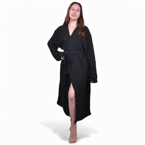 Image of Muslin Bathrobe - Cotton Gauze Robe for Women and Men - Lightweight Breathable Summer Kimono - Boho Spa /Maternity Robe