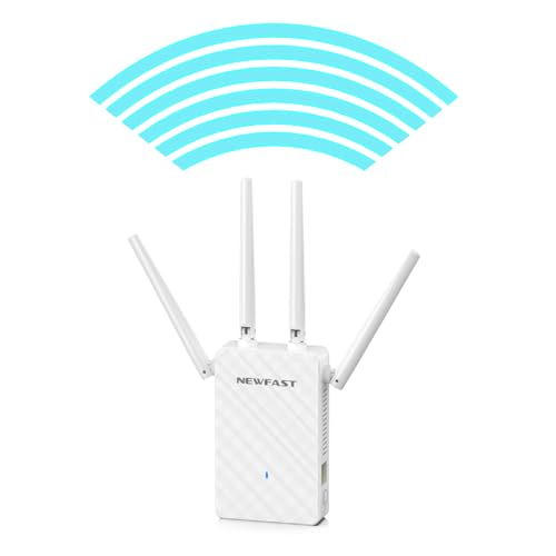 NEWFAST Rallonge de portée WiFi 2026, répéteur sans fil pour la maison avec 4 antennes rotatives, MU-MIMO, 4 fois plus rapide, couvre jusqu'à 9 800 m² et prend en charge 35 appareils, amplificateur de