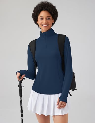 Image of LOMON Women Long Sleeve Shirts Sun Protection 1 /4 Zip Summer Quick Dry Hiking Shirts Quarter Zip Pullover for Women