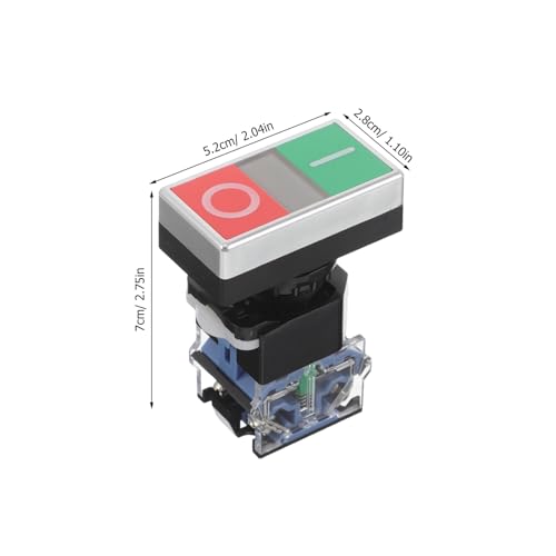Interruptor doble botón plano rectangular pulsador mecánico NA NC y botón eléctrico de paro 2