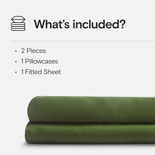 Image of DOZ Sheet Set, 100% Viscose derived from Bamboo, Organically Grown, Buttery Soft, Cooling Sheets, High GSM, Deep Pockets - 2 Piece - 1 Pillowcase 1 Fitted Sheet (Forest, Twin)