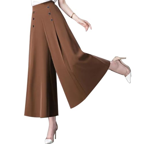 Comfort Slim Stylish Pleated Wide-Leg Pants, Women's Modern Wide-Leg Palazzo Pants, Black, M-L-2XL