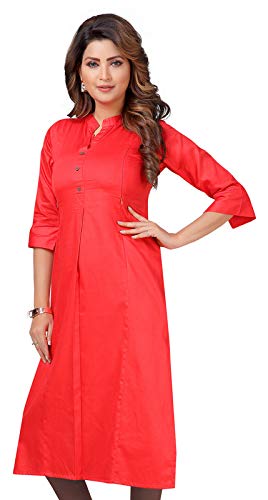 Image of CEE 18 Women's Cotton Staight Maternity Feeding Kurti with Zippers (9636 Tomato X-Large)