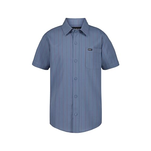 RVCA Boys' Short Sleeve Button-Down Woven Shirt, Vintage Navy, 14-16
