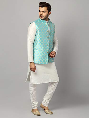 Image of Uri and MacKenzie Men's Silk Blend Kurta Pajama with Designer Ethnic Nehru Jacket /Modi Jacket