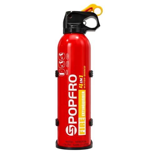 POPFRO Portable Fire Extinguisher | 4-in-1 Small Fire Extinguisher for Home, Garage, Kitchen, Car | For Electric, Textile and Grease Fires | Non-Toxic, Easy Clean | Wall Mount Incl (1 pack)