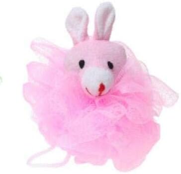 Cartoon Bath Pouf Puff Mesh Bath Sponges with Stuffed Animal Loofah (4 Pack) Rabbit,Bear,Duck,Frog Design