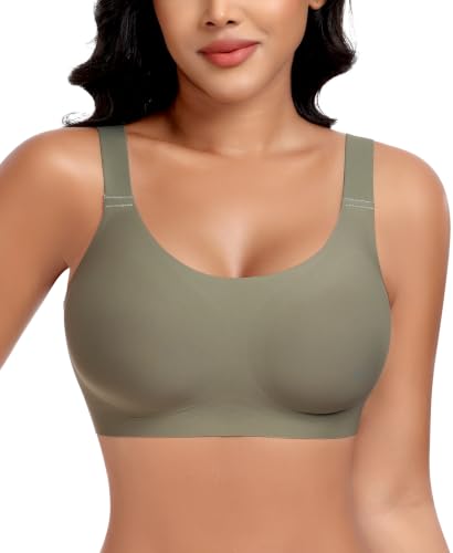 Image of Wireless Jelly Seamless Bras for Women No Underwire Tshirt Full Coverage Padded Bra Comfortable Everyday Bralettes
