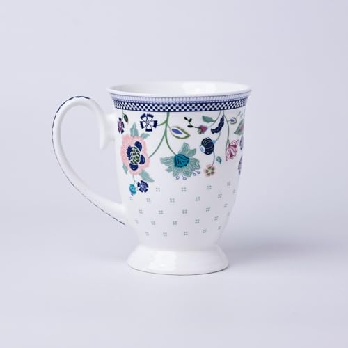 Image of Clay Craft x Magique by The Wishing Chair : Indigo Chintz - Coffee Mug | 300 ml | Handcrafted Floral Cup | Elegant Lightweight Coffee Mug | Microwave & Dishwasher Safe | Milk Mug