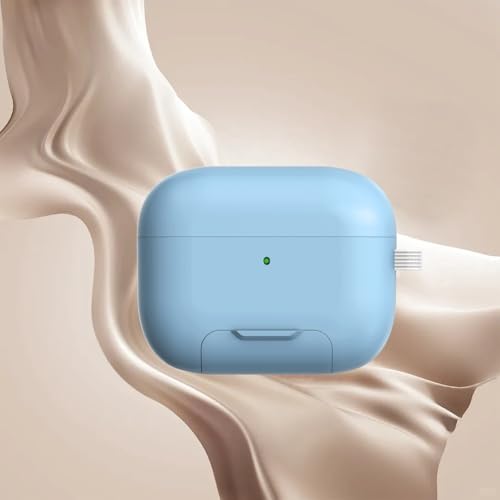 Funda AirPods Pro 1ª generación silicona rígida azul claro, carcasa protectora con llavero