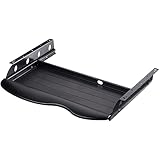 Push under the table desk when not in use to save the space, the large and wide tray it measures 53x35cm,it can be with more space when you use the extender tray.