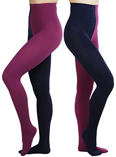 Image of ToBeInStyle Women's Two Toned Vibrant Jester Contrast Opaque Multicolored Tights