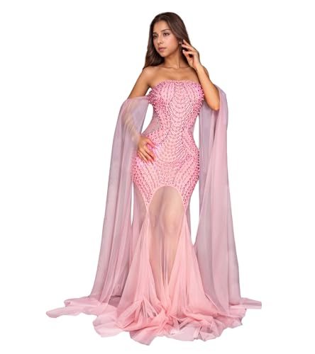 Image of Nagfar Women Rhinestone Sequin Birthday Party Sexy New Year Formal Dress