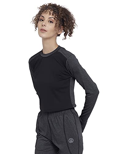Image of CHKOKKO Women's Polyester Regular Fit Round Neck Full Sleeves Gym Crop Top
