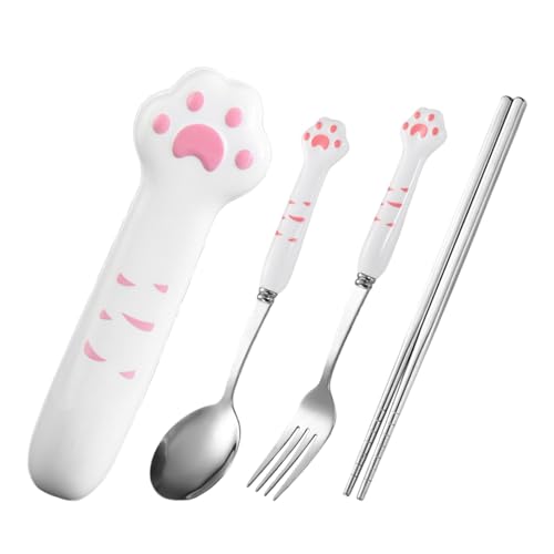 Kattramstäcken Katttass,Bestick Set Kattramstäcken för Vuxna | Återanvändbara Ätpinnar För Barn Och Vuxna Till Fiske Resor Vandring Hemma